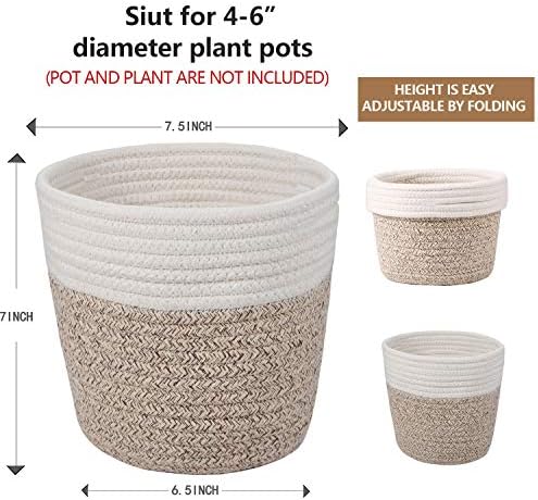 Cotton Rope Plant Woven Basket for 6" Pot H6 3/4" x W6 1/2" - Image 2