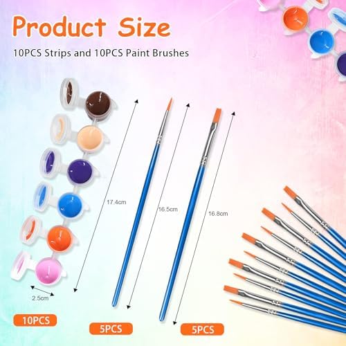 5 Pack Mini Acrylic Paint Set,12 Colors Acrylic Paints Strips for Adults Craft Paint,70 PCS Painting Kit Container Strips Storage, Perfect for Home Birthday Party Favors…… - Image 3