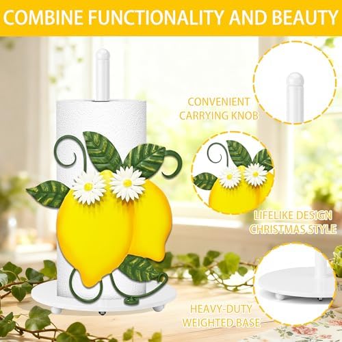 Lemon Paper Towel Holder, Spring Summer Lemon Decor for Countertop Cute Farmhouse Home Table, Housewarming Birthday Gifts Yellow - Image 3