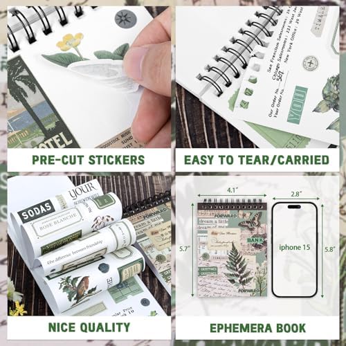 476PCS Vintage Washi Sticker Book & Botanical Journaling Stickers - Image 3