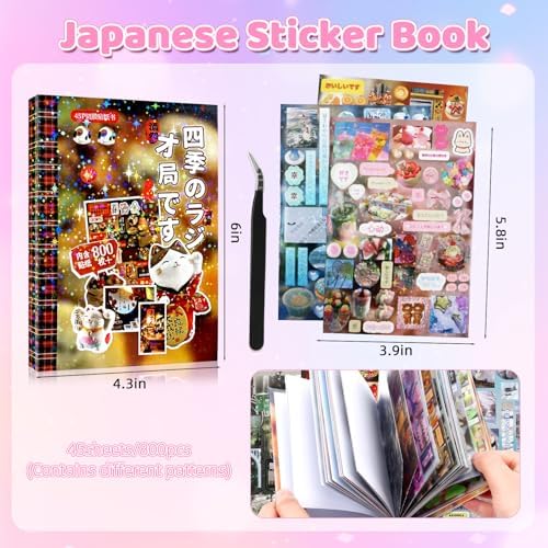 800Pcs Japanese Sticker Book for Journaling Adult, Cute Scrapbook Stickers - Image 4