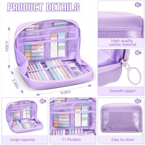 Jutom 41 Pcs Aesthetic Book Annotation Kit with Pencil Bag Bible Journaling Kit Notebook Sticky Note Tab Highlighter Black Ink Pen Page Marker School Office Supplies Bible Lover Gift(Purple) - Image 4