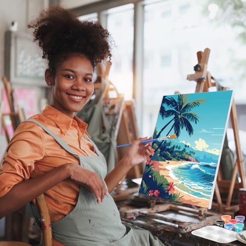 Zhanmai 12 Set Paint and Sip Kit for Adult 8''x10'', Beach Scenery - Image 5