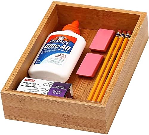 YBM Home Bamboo Drawer Organizer Storage Box for Kitchen Drawer, Junk Drawer, Office, Bedroom, Children Room, Craft, Sewing, and Bathroom, 6x9x2 inch - Image 2