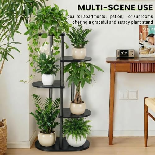 Tiered Plant Stand Indoor, Tall 5 Tier 6 Potted Wooden Plant Shelf for Multiple Flower Plants, Multi Corner Metal Plant Holder Indoor for Patio Garden Patent Design Living Room Balcony Bedroom, Black - Image 7