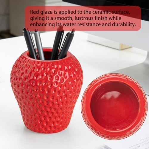 Strawberry Ceramic Pen Holder & Paper Clip Tray Set of 2 - Image 3