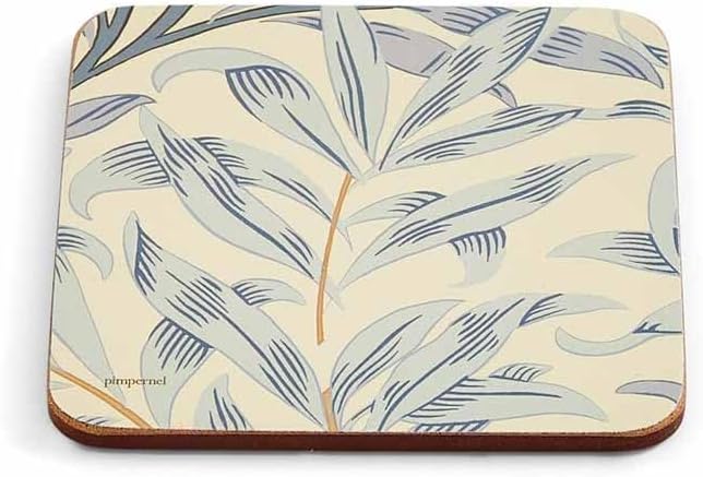 Pimpernel Morris & Co Willow Bough Blue Coasters, Set of 6 - Heat-Safe Drinkware Mats with Floral Design & Cork Backing for Dining Table Styling & Giftable Tableware for Special Occasions