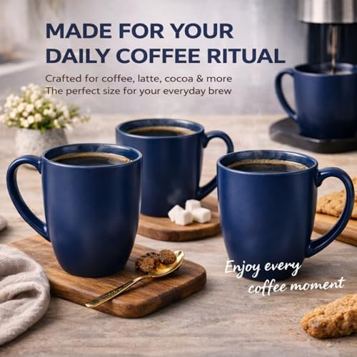 AmorArc 12oz Coffee Mugs Set of 6, Ceramic Coffee Cups Set-Matte Blue - Image 4