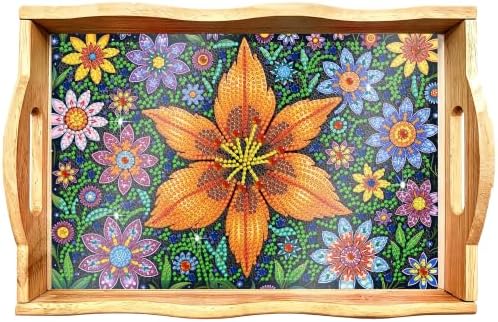 Flower Diamond Art Tray with Handles Arts and Crafts Home Decor 7.8×11.8 in by EWJRNSFDiamondPainting