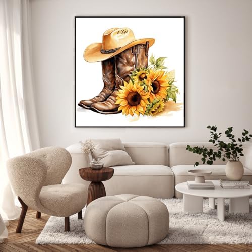 GEEHEIY Framed Paint by Numbers Kit for Adults, Cowboy Boots, 10 x 10 Inch - Image 2