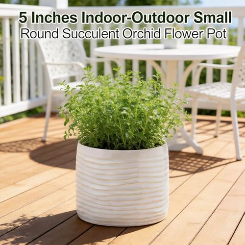Plant Flower Pot, Small Ceramic 5" Modern Flower Pots for Home Office Indoor Outdoor Planters, Planter for Orchid Succulent Cactu Floral, Handmade Ceramic Vase (Without Drainage) - Image 6