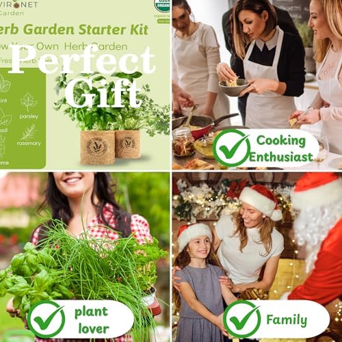 Herb Indoor Garden Kit- Unique Chrismas Herb Gardening Gift, Home Kitchen Gift for Mom, Friends, and Gardeners (Basil, Parsley, Mint, Thyme, Rosemary) - Image 6