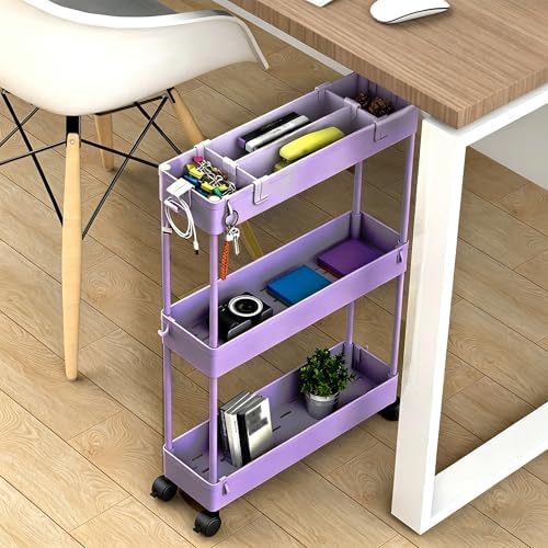 2 Pack 3 Tier Slim Storage Cart, Bathroom Rolling Utility Organizer - Image 6