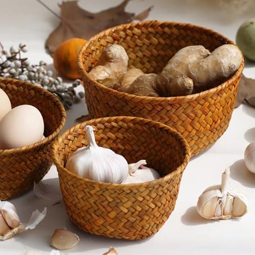 6 Set Small Seagrass Storage Baskets, Natural Woven for Farmhouse Kitchen - Image 5