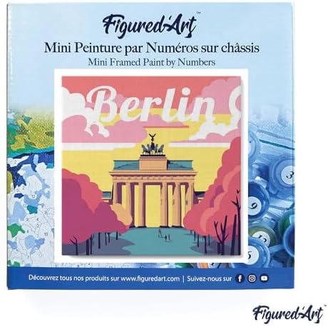 Figured'Art Mini Paint by Numbers Kit for Adults with Frame Travel Poster Berlin Small Format 8"x8" - Craft Art Painting DIY Canvas Already Stretched on a Wooden Frame - Image 3