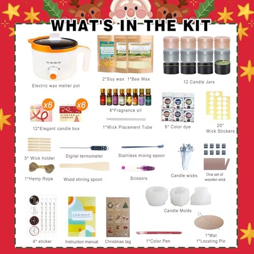 Complete Soy and Beeswax Candle Making Kit for Adults with Wax Melter - Image 2