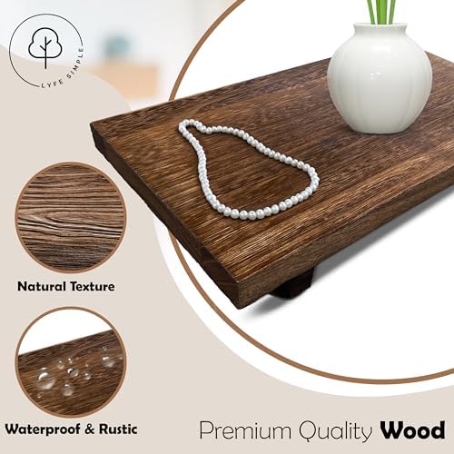 Rustic Pedestal Stand - Handmade Small Wood Tray - Soap Tray for Kitchen Sink, Bathroom (Brown, 12 x 7 x 1.5 Inch) - Image 3
