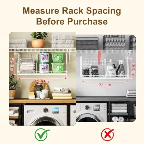 23.62” Extra-Long Under-Shelf Hanging Laundry Basket Organizer, 3-Pack Space-Saving Laundry Organizer, Fits Wire Shelving (Rod Diameter < 0.38”), Modular with Dividers for Custom Laundry Organization - Image 2