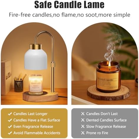 seenlast Candle Warmer Lamp with Dimmer Adjustable Height, 2/4/8H Timer,Vintage Home Decor for Scented Jar - Image 5