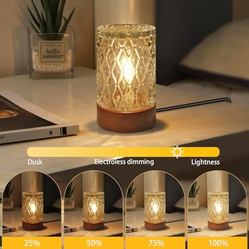 Mini Soft Warm LED Night Light,Dimmable Bedside Lamp Small Nightstand Glass Lamps Desk Reading Light for Bedroom,Living Room,Study Room,Office - Image 4