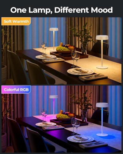 EZVALO Cordless Ambient Lighting, Rechargeable Table Lamp, Battery Operated - Image 3