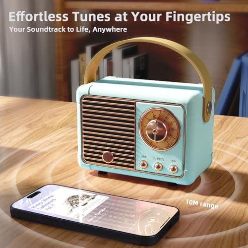 Retro Bluetooth Speaker Portable Mini Wireless Speaker Vintage Decor Blue - Image 3