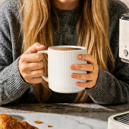 theterra Ceramic Coffee Mugs Set of 4, 14.2 oz Coffee Cups with Handle - Image 6