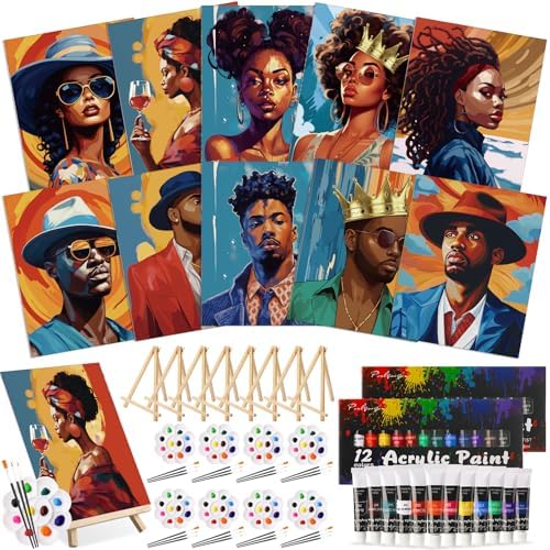 Ctosree 72 Pcs Couple Paint and Sip Kit for Adults Pre Drawn Canvas by Ctosree