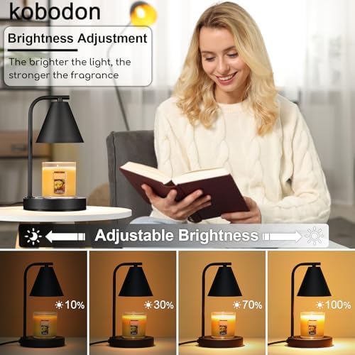 Candle Warmer Lamp, Electric Candle Lamp Warmer Gifts for Mom Women House Warming Gifts New Home Bedroom Decor Dimmable Wax Melt Warmer for Scented Wax with 2 Bulbs, Jar Candles (Black) - Image 6