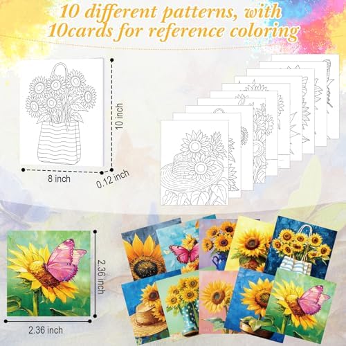 Ctosree 72 Pcs Sunflower Paint and Sip Kit for Adults 8'' x 10'' Pre Drawn Canvas for Painting DIY Pre Printed Canvas for Party Favor Acrylic Painting Kit Wood Easel Brushes Date Night Bulk - Image 3