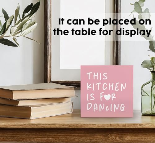 Pink Kitchen Accessories - This Kitchen Is For Dancing Sign Pink, Cute Preppy Wood Sign Home Decor For Girly Dining Room Restaurant - Image 3
