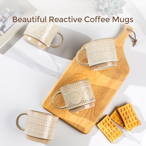 GBhome 16 oz Coffee Mugs Set of 4, Stackable Ceramic Coffee Cups Set - Image 5