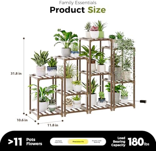 Bamworld Plant Stands with Grow Lights Indoor 4 Sets Plant Shelves Outdoor - Image 2