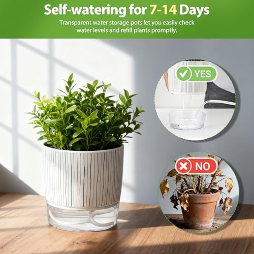 6 Pack Self Watering Pots for Indoor Plants, 4/5.5/6.3 Inch Flower Pots - Image 4