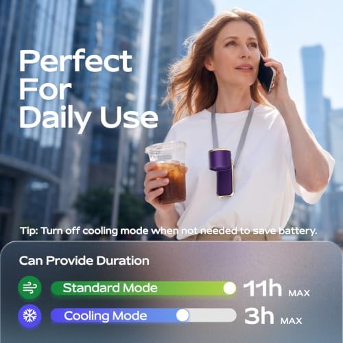 SHEWIND Portable Handheld Fan with Ice Cooling - 5 Gear High Speed Personal Turbo Fan Rechargeable, Up to 11 Hrs, Mini Hand Fans for Travel Essentials, Beach Vacation, Gifts for Women,(Violet Aurum) - Image 5