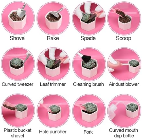 ANPHSIN 44pcs Small Gardening Tools Gifts for Women Beginners, Pink - Image 5