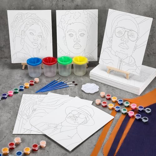 Sherr 140 Pcs 20 Set Pre Drawn Canvas Painting Kit, Cool Gentlemen and Lady - Image 6