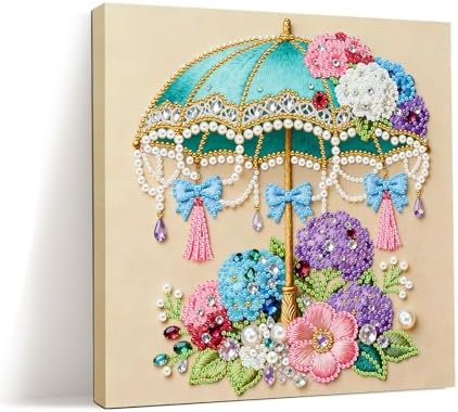 LQCrafK DIY Pearl Art Painting Handcraft Kit for Adults Beginners, Healing Stress-Relieving Home Wall Creative Design Decoration, Framed Painting with Tools-Umbrella by LQCrafK