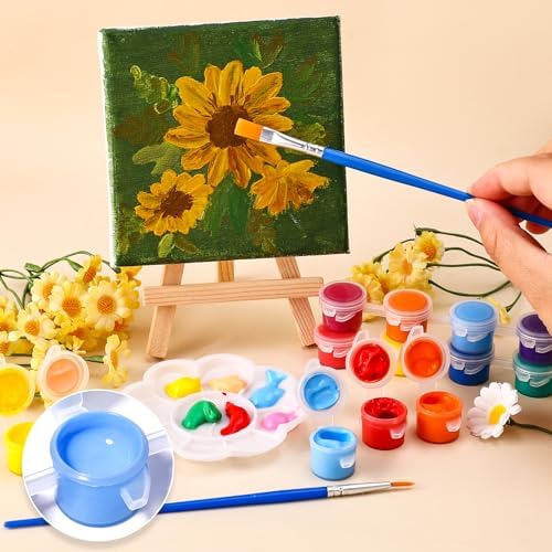 322PCS Washable Acrylic Paint for Kids Arts and Crafts, 23 Gouache Watercolor Paint Combination Sets of 12 Colors for Party Classroom Painting Supplies,23 Flat and 23 Pointed Brushes - Image 4