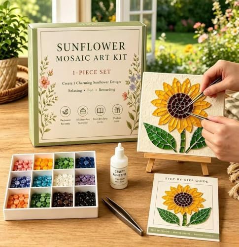 LWLQCZJ Sea Glass Art Kit - DIY Fun Craft Kit for Adults, Beginner Friendly (Sunflower) - Image 3