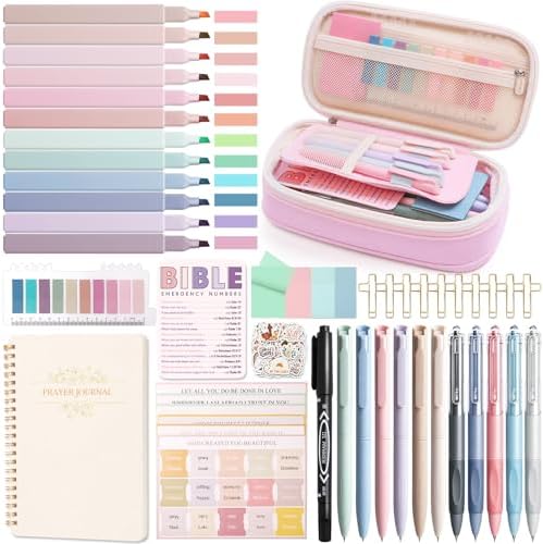 XKDOUS 40 Bible Study Kit, Journaling Supplies for Women with Case, Pink by XKDOUS