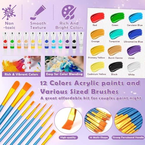 84 Pcs Sip and Paint Kit for Adults, Couples Painting Kit Date Night - Image 6