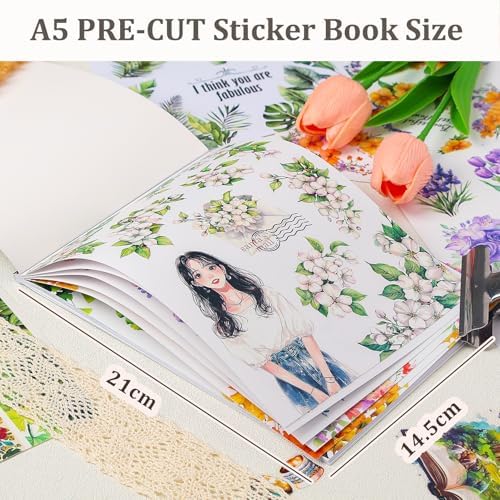 Snycler Sticker Book - 20 Sheets Vintage PET Stickers for Scrapbooking, Junk Journaling, Ephemera, and Decorative Crafts-Blossom and Winter - Image 3