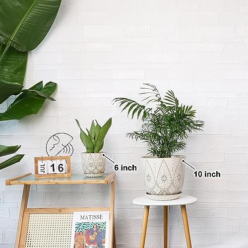 Gepege 10 Inch Ceramic Plant Pot for Indoor Plants with Drainage & Saucer - Image 5