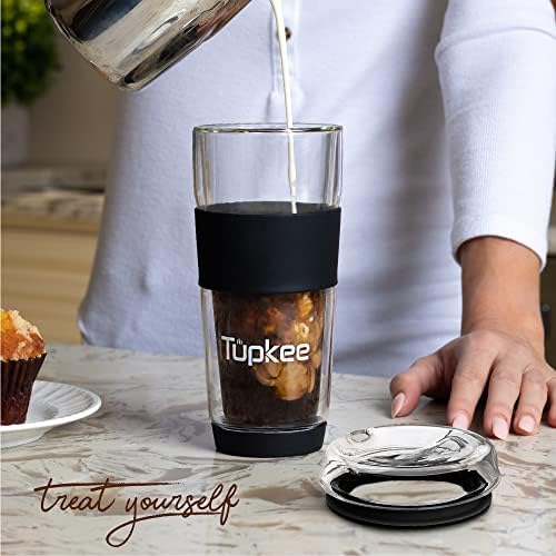 Double Wall Glass Tumbler, 14-Ounce Glass Travel Coffee Mug - 2 Pack - Image 4