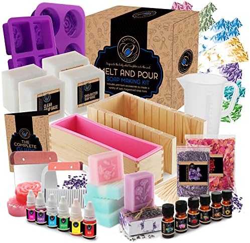 CraftZee Large  Deluxe Soap Making Kit - All-in-One Soap Making Supplies with Soap Base, Soap Cutter Box, Silicone Loaf Molds, Fragrances & More - Homemade Melt & Pour DIY Craft Kits by CraftZee