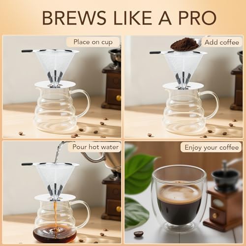 Premium Pour Over Coffee Dripper with Reusable Stainless Steel Filter – Portable, Easy Clean Coffee Maker for Single Cup Brewing – Ideal for Home, Office, Camping - Image 5