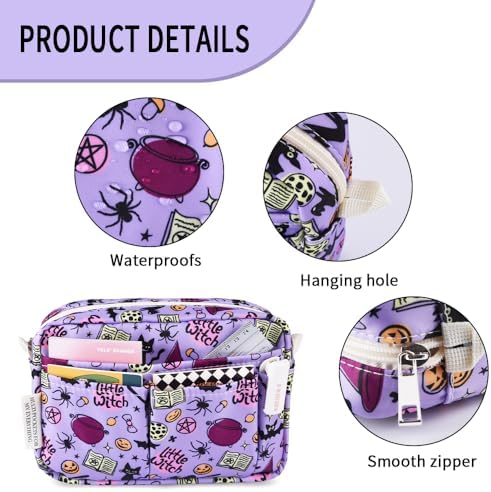 Multiple Pockets Portfolio Organizer with Zipper,Makeup Bag Pencil Pouch - Image 5