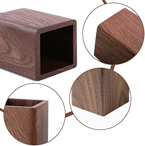 Wooden Pencil Holder, Stationery Organizer, Square Pen Cup Holder, Black Walnut Wood, Handwork, Desk Decoration, for Stationery, Make up Brushes, Desks, Offices (Brown) - Image 3