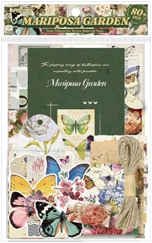 Qudarrso Vintage Junk Journal Kit, Butterfly Nature Theme Scrapbook Supplies with Notebook, Stickers, Ephemera Paper and Tags, Botanical DIY Craft Supplies for Adults Scrapbooking and Junk Journaling by Unknown